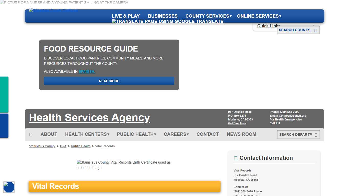 Vital Records - HSA - Stanislaus County