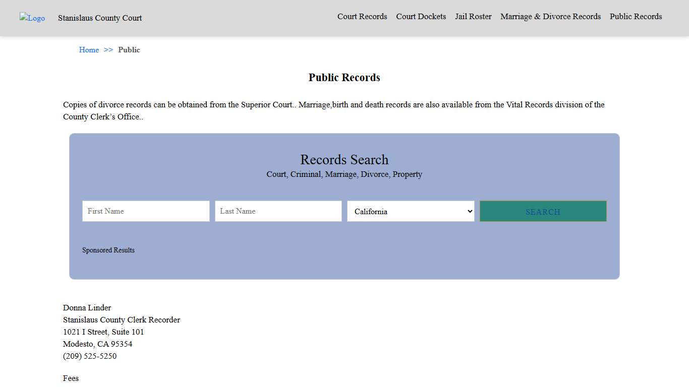 Public Records Stanislaus County Court